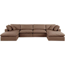  Manufacturer Color_Brown -- Comfy 158" Brown Vegan Leather Upholstered 6 pc Modular Sectional IMAGE 4