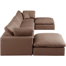  Manufacturer Color_Brown -- Comfy 158" Brown Vegan Leather Upholstered 6 pc Modular Sectional IMAGE 5