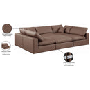  Manufacturer Color_Brown -- Comfy 119" Brown Vegan Leather Upholstered 6 pc Modular Sectional IMAGE 11