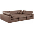  Manufacturer Color_Brown -- Comfy 119" Brown Vegan Leather Upholstered 6 pc Modular Sectional IMAGE 1