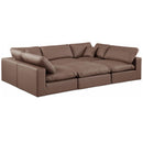  Manufacturer Color_Brown -- Comfy 119" Brown Vegan Leather Upholstered 6 pc Modular Sectional IMAGE 1