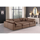  Manufacturer Color_Brown -- Comfy 119" Brown Vegan Leather Upholstered 6 pc Modular Sectional IMAGE 2