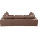  Manufacturer Color_Brown -- Comfy 119" Brown Vegan Leather Upholstered 6 pc Modular Sectional IMAGE 3