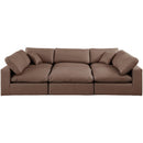  Manufacturer Color_Brown -- Comfy 119" Brown Vegan Leather Upholstered 6 pc Modular Sectional IMAGE 4