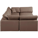  Manufacturer Color_Brown -- Comfy 119" Brown Vegan Leather Upholstered 6 pc Modular Sectional IMAGE 5
