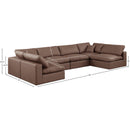  Manufacturer Color_Brown -- Comfy 158" Brown Vegan Leather Upholstered 6 pc Modular Sectional IMAGE 10