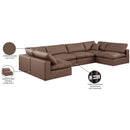  Manufacturer Color_Brown -- Comfy 158" Brown Vegan Leather Upholstered 6 pc Modular Sectional IMAGE 11