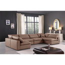  Manufacturer Color_Brown -- Comfy 158" Brown Vegan Leather Upholstered 6 pc Modular Sectional IMAGE 2