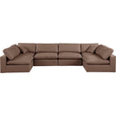  Manufacturer Color_Brown -- Comfy 158" Brown Vegan Leather Upholstered 6 pc Modular Sectional IMAGE 4