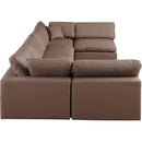  Manufacturer Color_Brown -- Comfy 158" Brown Vegan Leather Upholstered 6 pc Modular Sectional IMAGE 5