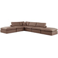  Manufacturer Color_Brown -- Comfy 157" Brown Vegan Leather Upholstered 6 pc Modular Sectional IMAGE 1