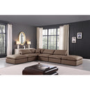  Manufacturer Color_Brown -- Comfy 157" Brown Vegan Leather Upholstered 6 pc Modular Sectional IMAGE 2