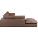  Manufacturer Color_Brown -- Comfy 157" Brown Vegan Leather Upholstered 6 pc Modular Sectional IMAGE 5