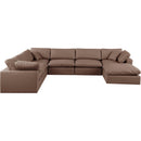  Manufacturer Color_Brown -- Comfy 158" Brown Vegan Leather Upholstered 7 pc Modular Sectional IMAGE 4