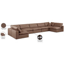 Manufacturer Color_Brown -- Comfy 197" Brown Vegan Leather Upholstered 7 pc Modular Sectional IMAGE 11