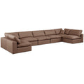  Manufacturer Color_Brown -- Comfy 197" Brown Vegan Leather Upholstered 7 pc Modular Sectional IMAGE 1