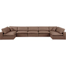  Manufacturer Color_Brown -- Comfy 197" Brown Vegan Leather Upholstered 7 pc Modular Sectional IMAGE 4