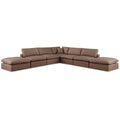  Manufacturer Color_Brown -- Comfy 157" Brown Vegan Leather Upholstered 7 pc Modular Sectional IMAGE 1
