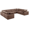  Manufacturer Color_Brown -- Comfy 158" Brown Vegan Leather Upholstered 8 pc Modular Sectional IMAGE 1
