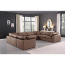  Manufacturer Color_Brown -- Comfy 158" Brown Vegan Leather Upholstered 8 pc Modular Sectional IMAGE 2