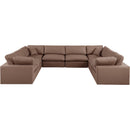  Manufacturer Color_Brown -- Comfy 158" Brown Vegan Leather Upholstered 8 pc Modular Sectional IMAGE 4