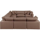 Manufacturer Color_Brown -- Comfy 158" Brown Vegan Leather Upholstered 8 pc Modular Sectional IMAGE 5