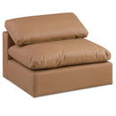 Meridian Comfy Cognac Vegan Leather Modular Armless Chair IMAGE 1