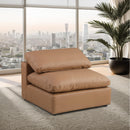  Manufacturer Color_Cognac -- Comfy Cognac Vegan Leather Upholstered Modular Armless Chair IMAGE 2