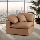  Manufacturer Color_Cognac -- Comfy Cognac Vegan Leather Upholstered Modular Corner Chair IMAGE 2