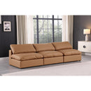  Manufacturer Color_Cognac -- Comfy 117" Cognac Vegan Leather Upholstered 3 pc Armless Modular Sofa IMAGE 2