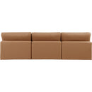 Manufacturer Color_Cognac -- Comfy 117" Cognac Vegan Leather Upholstered 3 pc Armless Modular Sofa IMAGE 3