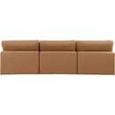 Meridian Comfy Cognac Vegan Leather Modular Sofa IMAGE 3