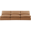  Manufacturer Color_Cognac -- Comfy 117" Cognac Vegan Leather Upholstered 3 pc Armless Modular Sofa IMAGE 4
