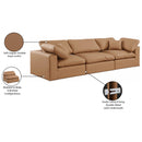  Manufacturer Color_Cognac -- Comfy 119" Cognac Vegan Leather Upholstered 3 pc Modular Sofa IMAGE 10