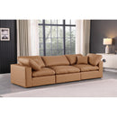  Manufacturer Color_Cognac -- Comfy 119" Cognac Vegan Leather Upholstered 3 pc Modular Sofa IMAGE 2