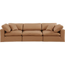  Manufacturer Color_Cognac -- Comfy 119" Cognac Vegan Leather Upholstered 3 pc Modular Sofa IMAGE 4