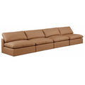  Manufacturer Color_Cognac -- Comfy 156" Cognac Vegan Leather Upholstered 4 pc Armless Modular Sofa IMAGE 1