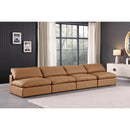 Manufacturer Color_Cognac -- Comfy 156" Cognac Vegan Leather Upholstered 4 pc Armless Modular Sofa IMAGE 2