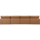  Manufacturer Color_Cognac -- Comfy 156" Cognac Vegan Leather Upholstered 4 pc Armless Modular Sofa IMAGE 3