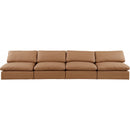  Manufacturer Color_Cognac -- Comfy 156" Cognac Vegan Leather Upholstered 4 pc Armless Modular Sofa IMAGE 4