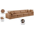 Meridian Comfy Cognac Vegan Leather Modular Sofa IMAGE 10