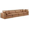  Manufacturer Color_Cognac -- Comfy 158" Cognac Vegan Leather Upholstered 4 pc Modular Sofa IMAGE 1