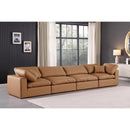  Manufacturer Color_Cognac -- Comfy 158" Cognac Vegan Leather Upholstered 4 pc Modular Sofa IMAGE 2