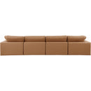  Manufacturer Color_Cognac -- Comfy 158" Cognac Vegan Leather Upholstered 4 pc Modular Sofa IMAGE 3