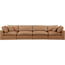  Manufacturer Color_Cognac -- Comfy 158" Cognac Vegan Leather Upholstered 4 pc Modular Sofa IMAGE 4