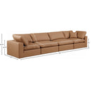  Manufacturer Color_Cognac -- Comfy 158" Cognac Vegan Leather Upholstered 4 pc Modular Sofa IMAGE 9