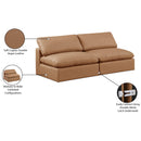  Manufacturer Color_Cognac -- Comfy 78" Cognac Vegan Leather Upholstered 2 pc Armless Modular Loveseat IMAGE 10