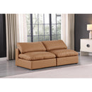  Manufacturer Color_Cognac -- Comfy 78" Cognac Vegan Leather Upholstered 2 pc Armless Modular Loveseat IMAGE 2