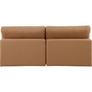  Manufacturer Color_Cognac -- Comfy 78" Cognac Vegan Leather Upholstered 2 pc Armless Modular Loveseat IMAGE 3