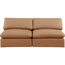  Manufacturer Color_Cognac -- Comfy 78" Cognac Vegan Leather Upholstered 2 pc Armless Modular Loveseat IMAGE 4